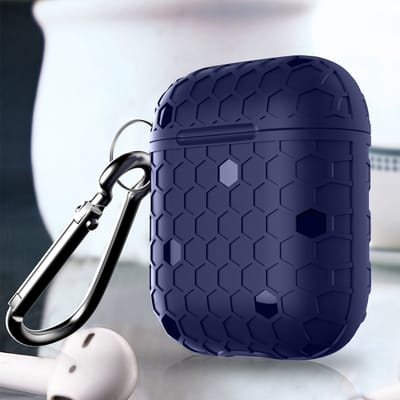 AirPods hoesjes van By Qubix - AirPods 1/2 hoesje Hexagon TPU soft serie - blauw Airpods Case Hoesje voor Airpods Airpods 1 Airpods 2 Hoes