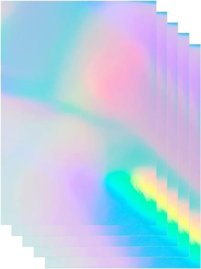 20 vellen holografisch zelfklevend vinylpapier - DIN A4 (21 x 30 cm) - sneldrogend - waterdicht - voor inkjet-/laserprinter