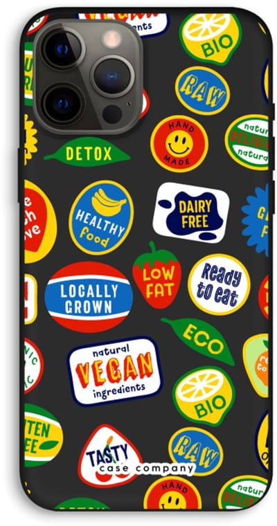 Case Company® - Hoesje geschikt voor iPhone 12 Pro Max hoesje - Fruitsticker - Biologisch Afbreekbaar Telefoonhoesje - Bescherming alle Kanten en Schermrand