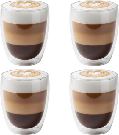 Betrahan Handgeblazen Dubbelwandige Glazen - 350ML Set van 4 - Theeglazen - Koffieglazen