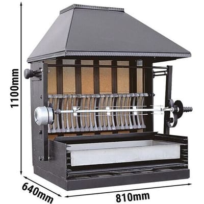 GGM Gastro Holzkohle Hähnchengrill - mit 1 Spieß für bis zu 3 Hähnchen Zwart