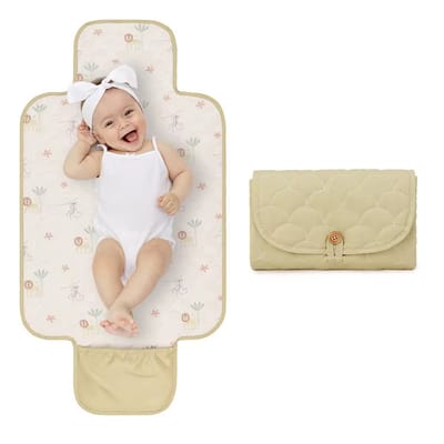 Baby Verschoonmatje Groot 87x47 cm – Licht olijfgroen / Groenbeige met jungleprint - Mag in de wasmachine