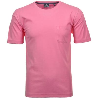 Ragman T-Shirt Softknit Uni Easy Care Round Neck Breast Pocket Candy Pink / male