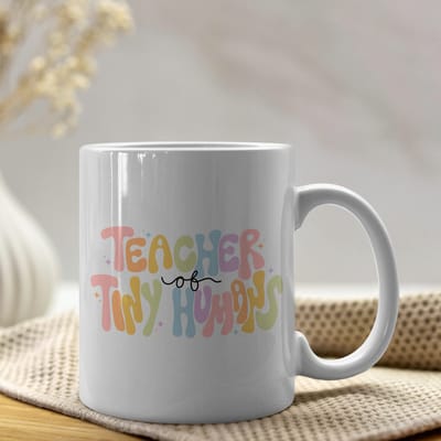 Creasowl® - Teacher of tiny humans - Koffiemok met spreuk - Cadeau voor leraar - Koffie mok - Grappige cadeaus - Cadeau voor vriendin - Kado juffrouw - Grappige mok - Cadeautje lerares - Mokken en bekers - Verjaardag cadeau - Koffiekopjes