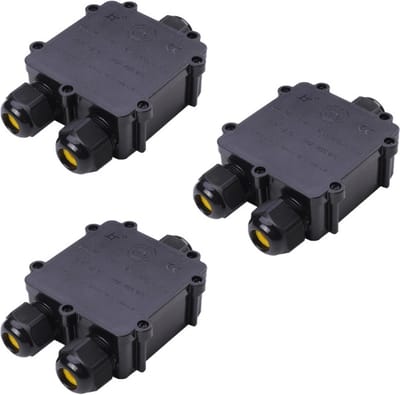 Waterdichte lasdoos voor 3 kabels - Voordeelset van 3 stuks - Y-stuk - 4 tot 14 mm - IP68 - Kabeldoos - Kabelverbinden waterdicht - Zwart