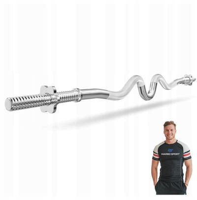 Marbo Sport - Curlstang schroefsluiting - EZ Curl Bar - MW-G120ML-EX-SR - 120 cm - Verchroomd staal - Inclusief veerclips - Voor krachttraining en thuisgym en Home Gym - Max. 200 kg