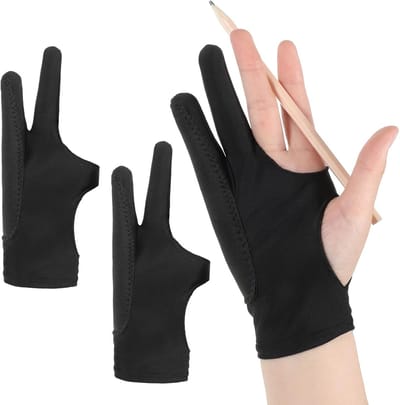 KZQ 2-delige digitale tekeninghandschoen - Palmrejectie voor linker en rechterhand - 3-laagse palmbescherming - Geschikt voor stylus pen en potlood - Ideaal voor schetsen en tekenen op tablet
