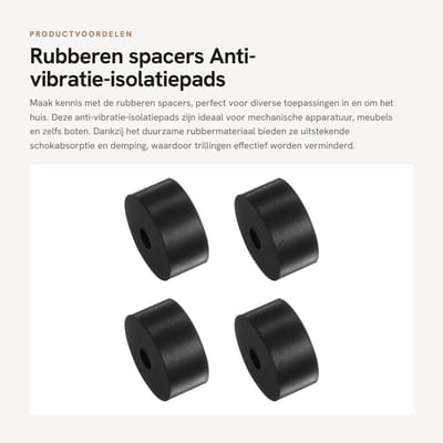 Dailygoods- Spacers 4 Stuks - Rubber - 10 x 30 x 50 mm - Antivibratie-Isolatiepads - Geluidsreductie - Schokabsorptie - Duurzaam Materiaal - Dempers