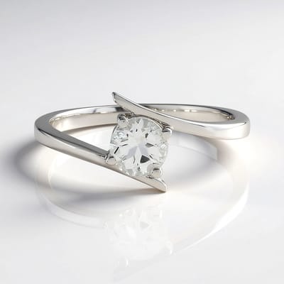 Cavill - Zilveren Ring 925 Sterling Zilver Geplatineerd met Witte Topaas 0,863 ct Rond Madagaskar - Verstelbare Moderne Elegante Ringen