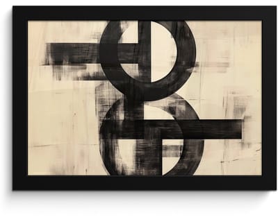 Poster in lijst - Fotolijst 30x20 cm - Posters - Cirkels - Balken - Zwart - Abstract - Posterlijst zwart - Decoratie - Wanddecoratie woonkamer - Muurdecoratie slaapkamer
