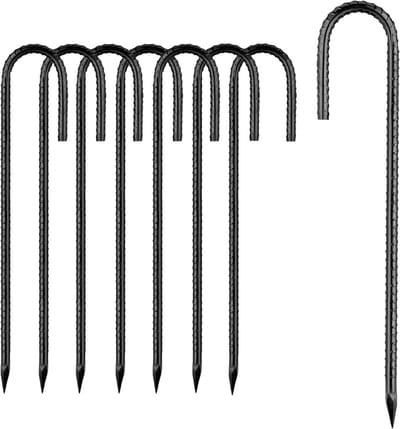 Grondanker Set - Stalen Palen - Tent Bevestigen - Verzinkt Staal - 6 Stuks - Zwart