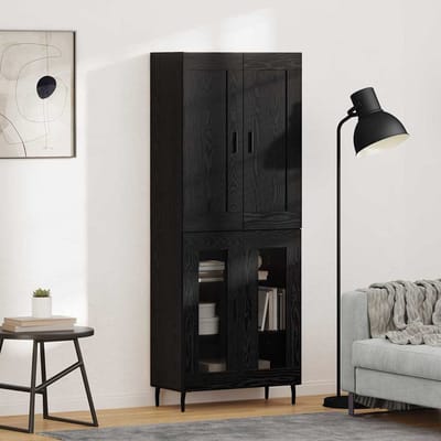 vidaXL - Highboard - 2 - st - Zwart - Eiken - 69,5 - x - 34 - x - 180 - cm - Bewerkt - hout