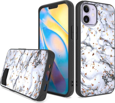 ZT Silicone telefoonhoesje met print Geschikt voor: iPhone 12 - White Marble - ZT Accessoires