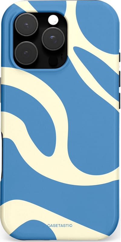 Casetastic hoesje geschikt voor Apple iPhone 16 Pro - MagSafe - Dubbellaagse bescherming - Lichtblauwe water vlekken - Fashion Case - Lavendel Crème Lichtblauw