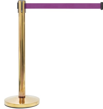 GJ Floors - Afzetpaal met trekband | Messing - Paars - Hoogte: 92 cm - Lengte: 200 cm - Steel diameter: 5,1 cm