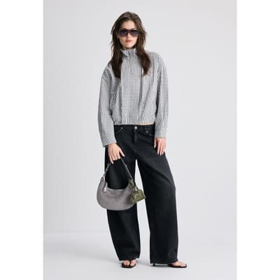 Stradivarius Oversized jack met ruitjes  Zwart XS