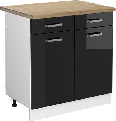 Vicco R-Line Keukenonderkast – 80 cm, WB Eik Zwart hoogglans