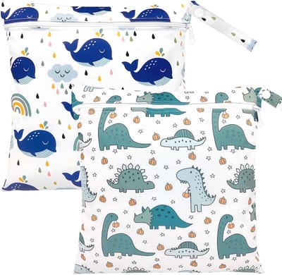 2 Stuks Waterdichte Natte Tassen met Rits voor Zwemkleding, Luiers & Gymspullen
