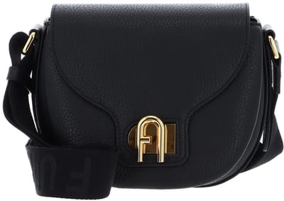 FURLA Leren Schoudertas Lotus Crossbody Bag Nero + Toni Nero Zwart