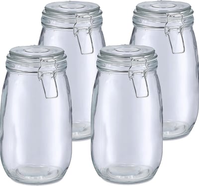 Zeller Voorraadpot/bewaarpot Alfie - 4x - 1.4L - glas - beugelsluiting - D11 x H22 cm