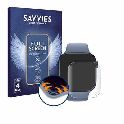 Savvies - Screenprotector voor Apple Watch Series 8 / 9 - Folie Beschermfolie transparant volledig dekking 4 Stuks