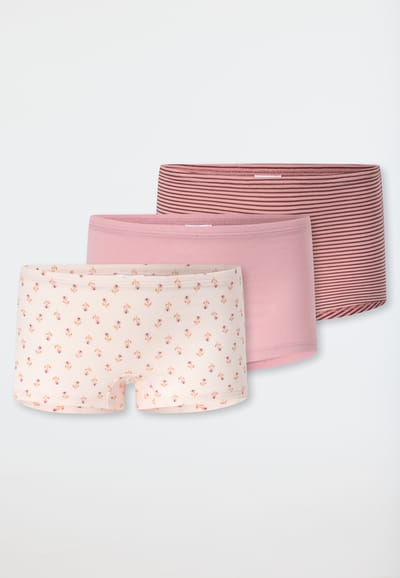 Set van 3 korte shortjes met streepjes en bloemetjes, roze - 95/5 92
