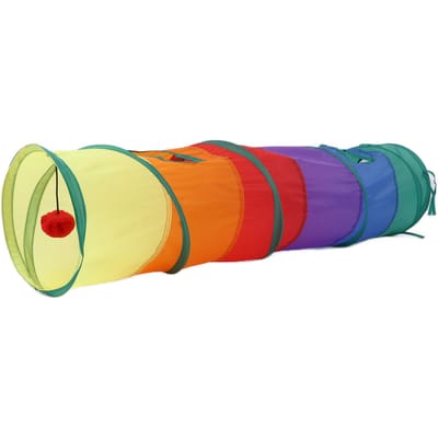 Tunnel de jeu pour animaux de compagnie pliable et interactif Jouet STunnel pour chat avec balle de jeu pour chat d'intérieur beige