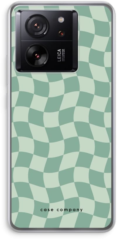 Case Company® - Hoesje geschikt voor Xiaomi 13T Pro hoesje - Grid Groen - Soft Cover Telefoonhoesje - Bescherming aan alle Kanten en Schermrand
