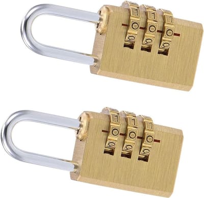 Messing Combinatie Hangsloten met 3 Cijfers en 3mm Beugel - Set van 2 Stuks voor Veiligheid en Bescherming
