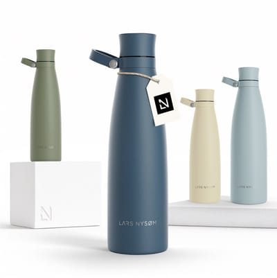 LARS NYSØM Nåde Roestvrijstalen drinkfles 750ml - BPA-vrije geïsoleerde waterfles 0,75 Liter (Stone Blue)