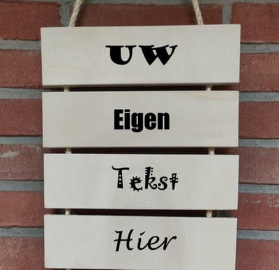 Houten tekstladder met je eigen tekst - Hangbord - Persoonlijk - Huisnummer - Naambord - Gepersonaliseerd - Eigen naam - 4 bordjes
