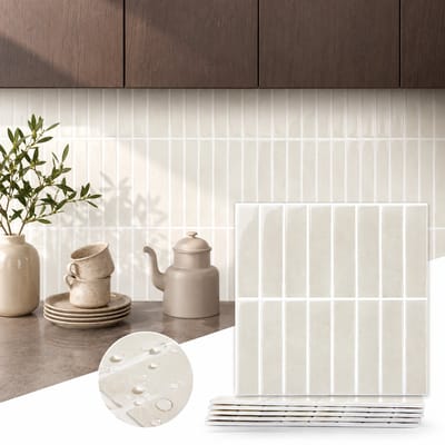 Plaktegels Zelfklevend - Set van 10 - 3D Tegelstickers 30 x 30 cm - Waterdichte PVC Decoratieve Stickers - Wandtegelstickers - Muurstickers - Marmerlook - Wit Beige - Voor Keuken & Badkamer - SOLLBRY®
