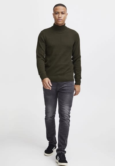 Blend - Heren Sweater (lekker fijn warm) - Coltrui - Olive – 100% cotton material - Maat XL