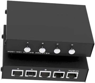 Netwerkschakelaar 4 Poorts - RJ45 Splitter - Netwerk Uitbreiden - 1 Ingang 4 Uitgangen - 1000 Mbps - Zwart