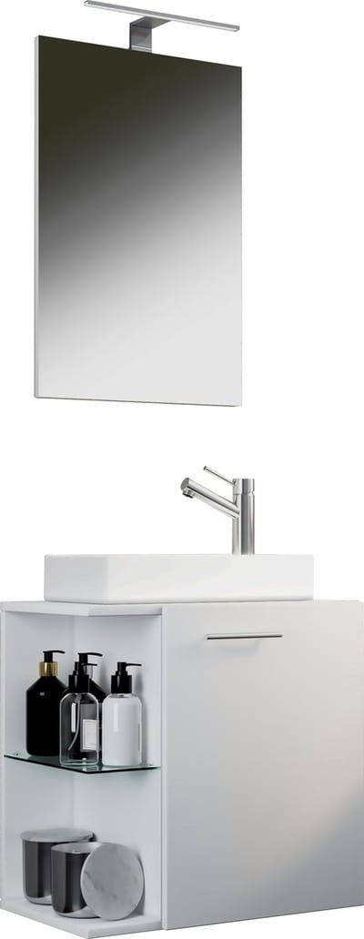 3-delige badkamermeubelset gastentoilet gastentoilet wastafel klein smal Hausa SP