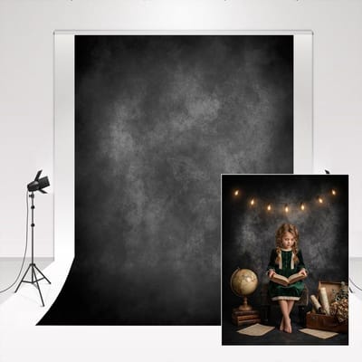 Dailygoody - Fotografie Achtergrond - Gradiënt Zwart Grijs - 2x3m - Professionele Studio Achtergrond - Geschikt voor Babyfotografie - Hazy Fog Art