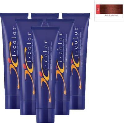 ISO i color Permanent Conditioning Crème Color 60ml 6R (6.5) Rich Scarlet Red x 6 tubes