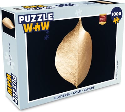Puzzel Bladeren - Goud - Zwart - Planten - Luxe - Legpuzzel - Puzzel 1000 stukjes volwassenen