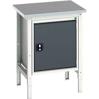 Bott verso box werkbank, linoleumblad, 1 deur, 1 plank, B 700 x D 600 x H 780 - 930 mm, lichtgrijs / antracietgrijs