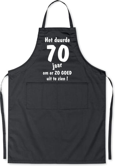 Mijncadeautje - Luxe Keukenschort - Het duurde 70 jaar - Unisex - Zwart - Leeftijd