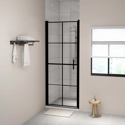 vidaXL - Douchedeur - 91x195 - cm - gehard - glas - zwart
