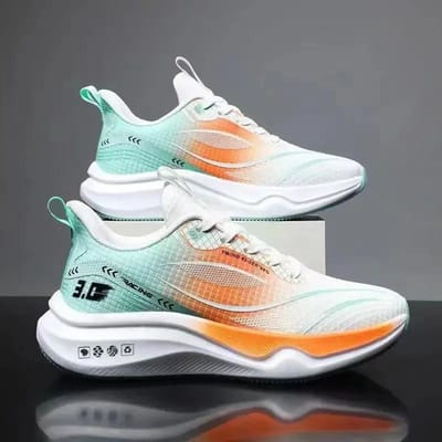 Heren Hardloopschoenen Outdoor Sport Casual Schoenen voor Man Ademend Mesh Mode Sneakers Lichtgewicht Atletisch Trainingsschoeisel 44 oranje