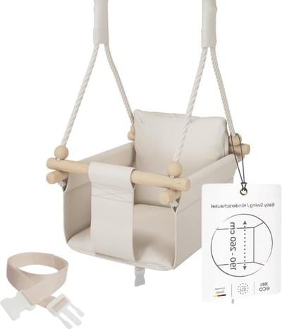 Schommelset baby hout met veiligheidsgordel - Plafondhoogteverstelling 190-260cm - Indoor outdoor - 100% ECO - Made in EU