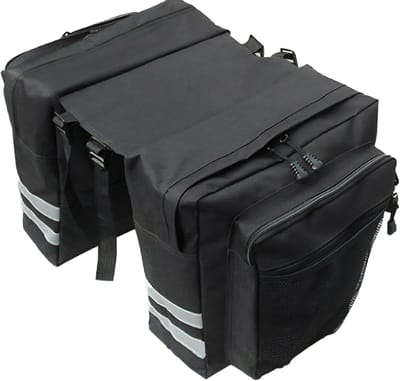 Somstyle Dubbele Fietstas - 31.5 x 31.5 x 16 CM - Bagagedragertas - Fietstassen Waterdicht - Tas met Reflectoren - Zwart