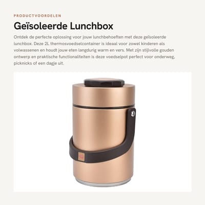 Dailygoods- Lunchbox Geïsoleerd 2L - Roestvrij Stalen Thermosvoedselcontainer - Draagbaar - Lekvrij - Hittebehoud - Duurzaam Design - Thermoscontainer