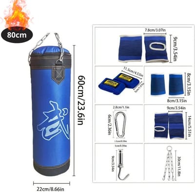 Nivard Bokszak - Bokspaal - Bokszak Ophangsysteem - Volwassenen - Kickboks Zak - Stootzak - Punching Bag - Boxzak - Sport - (Niet Gevuld) - 80cm - Blauw