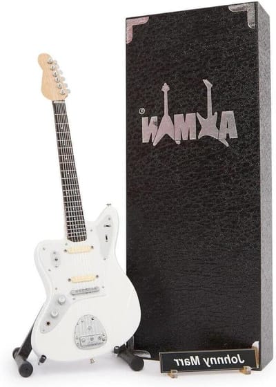 Miniatuur Gitaar - Muziek Ornament - Decoratief Gebruik - Handgemaakt Ontwerp - 25cm Hoog - Wit