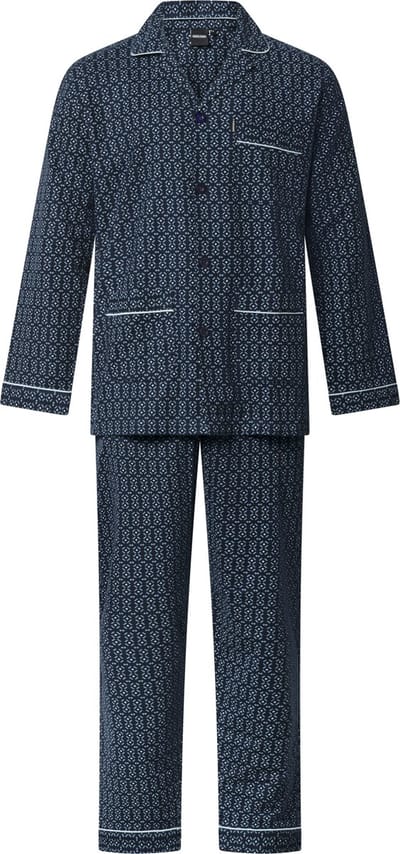 Gentlemen - warme klassieke heren pyjama 9450 met doorknoop - flanel - donkerblauw - maat 56
