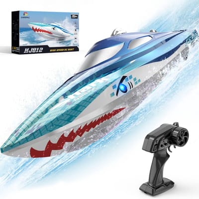 RUX® Bestuurbare Boot – Raceboot 20km/u – Groot Bereik – RC Boot – RC Voertuig – Nu Extra Snel - Blauw - 30cm x 8cm x 7cm