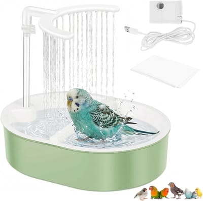 Multifunctionele Vogeldouche voor Parkieten met Waterval en Circulerend Water, Ideaal voor Huismussen en Inseparable Vrienden